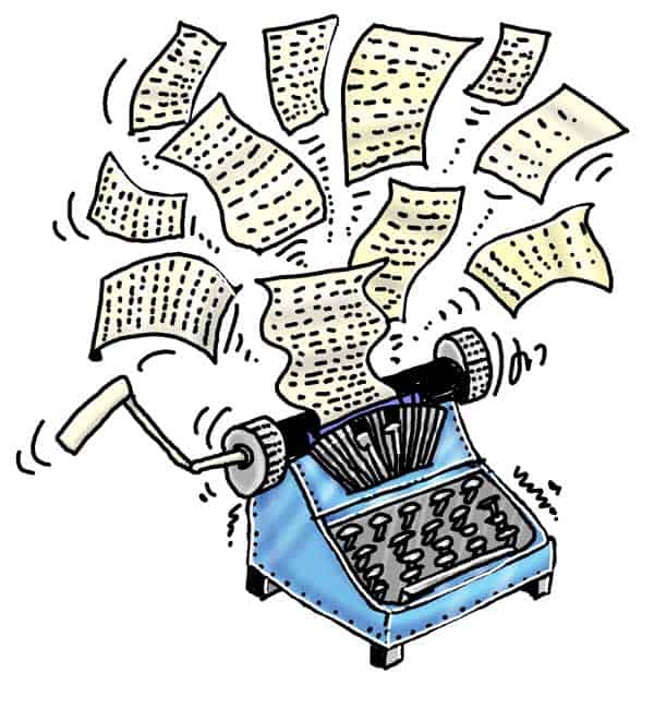 word count target typewriter cartoon