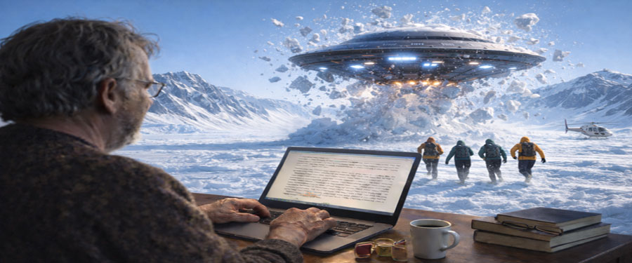 scene immersion - Rob nesbitt Moreton Scientific Investigation Series Greenland Glacier Spaceship emerging